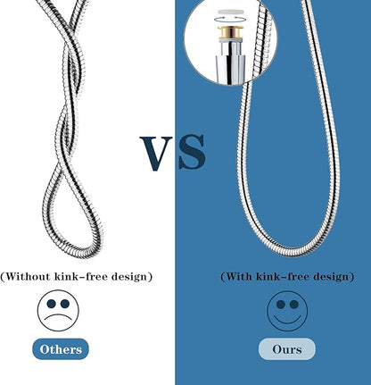 BRIGHT SHOWERS Shower Hose For Hand Held Shower Heads, 59 Inches Cord Stainless Steel Hand Shower Hose, Ultra-Flexible Replacement Part with Brass Insert, Chrome