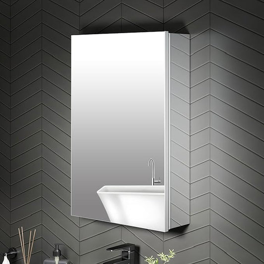 16 x 24 Medicine Cabinet Mirror for Bathroom,Assembly Required,Aluminum Alloy Frame,Recessed/Surface Mounted,Reversible L/R Door,Adjustable Shelves,Bathroom Medicine Cabinet with Mirror