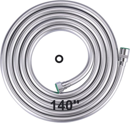 Aleasha 140 Inches Extra Long Shower Head Hose Extension for Bathing, Toilet Cleaning, Dogs, Bathroom - Chrome Handheld Shower Hose