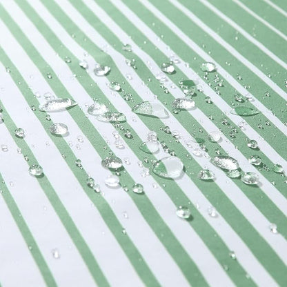 90 Inch Green Shower Curtain, Extra Long Sage Green and White Gradient Vertical Stripe Waterproof Polyester Shower Curtains for Bathroom, 72x90 Inches