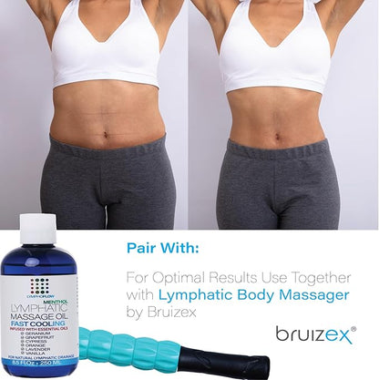 Lymphatic Drainage Massage Oil with Arnica & Coconut Oil, Cooling Menthol for Relief, Post Surgery Recovery & Lipedema, Liposuction, 360 Lipo, BBL, Tummy Tuck, Fibrosis Treatment, 8.5 Oz
