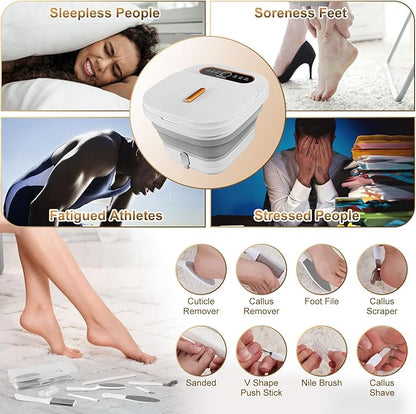 Collapsible Foot Spa Bath with Heat, Touch Screen, Remote Control, Massage Rollers, Timer, Bubble, Foot Pedicure Kit, Temperature Control Pedicure Foot Spa, Foot Bath