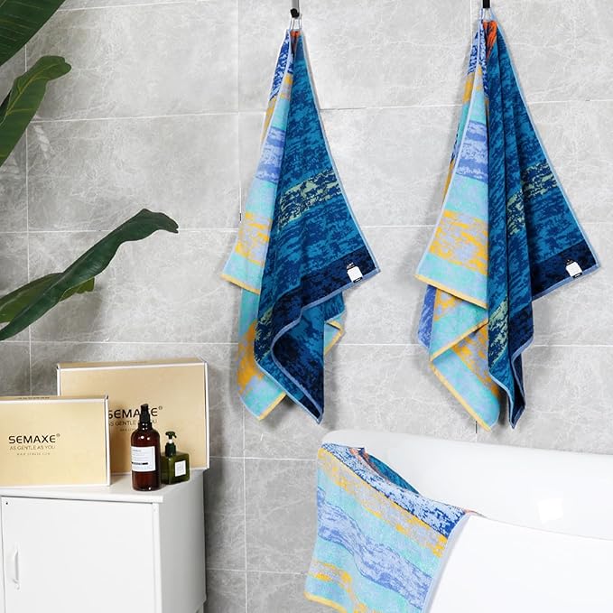 SEMAXE 12-Piece Family Bathroom Towel Set - 100% Cotton, 4 Bath Towels, 4 Hand Towels, 4 Washcloths, Ultra-Soft and Super Absorbent, Lighter Weight
