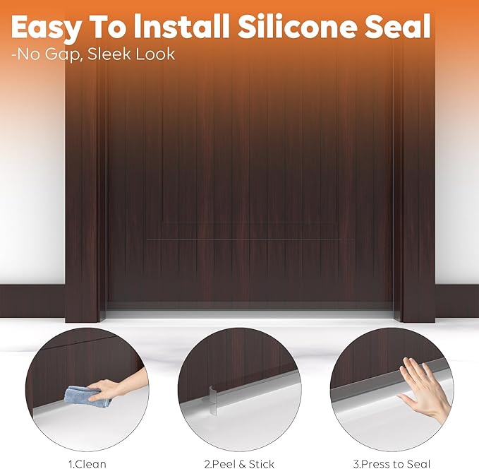 T-Shaped Silicone Door Weather Stripping for Side, 1.97 in x 50 Ft Door Draft Stopper Shower Seal Strip for Door Frame & Windows and Shower Sweep Gaps(Clear)
