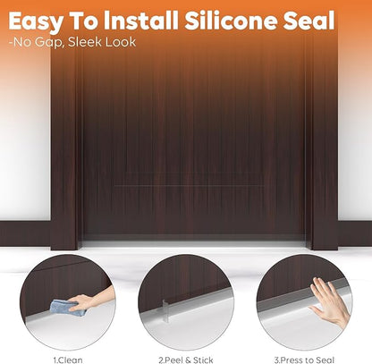T-Shaped Silicone Door Weather Stripping for Side, 1.97 in x 50 Ft Door Draft Stopper Shower Seal Strip for Door Frame & Windows and Shower Sweep Gaps(Clear)