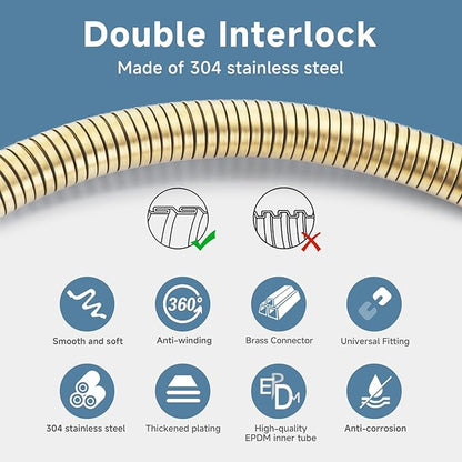 Short Bidet Hose 48 Inches Gold High Pressure Shower Hose Extra Long 304 Stainless Steel Handheld Showerhead Hoses For Cleaning Anti Winding Interface Flexible Rv Shower Hoses Replacement