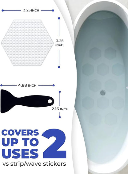 Anti-Slip Shower Stickers for Tub & Shower Floor — Original White Hex Non-Slip Bathtub Stickers, 24 Pack 3.25”, Micro-Pyramid Grip, Scraper Included, Easy Apply