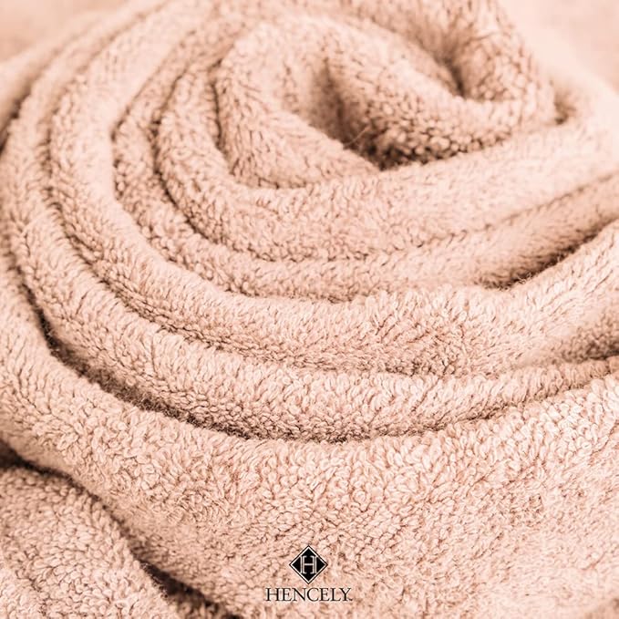Hencely 18-Piece Bath Towel Set - High Absorbency, Quick Drying - 100% Soft Turkish Cotton - 6 Bath Towels, 6 Hand Towels, 6 Washcloths - for Bathroom, Home, Hotel, Spa, and Gym - 18-Pack Dark Peach