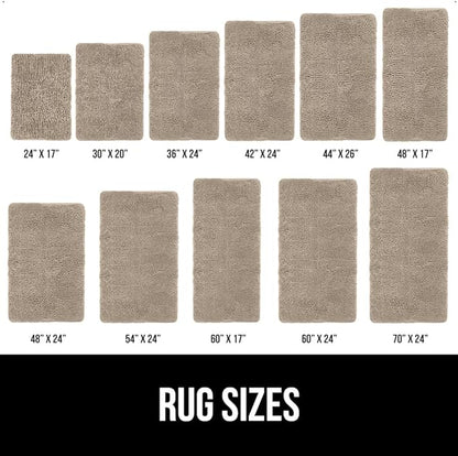 GORILLA GRIP Bath Rug Mat 70x24, Thick Absorbent Chenille, Quick Dry Microfiber Mats, Rubber Backing Washable Shower Floor Rugs, Bathmat Runner, US Designed Bathroom Home Decor Accessories Gray Beige