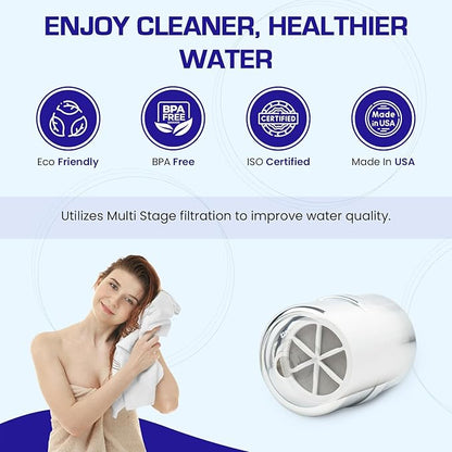 Crystal Quest Shower Filter without Shower Head - Chrome - Advanced Multi Stage Filtration for Cleaner Water - Removes Chlorine, Heavy Metals - Promotes Healthier Skin, Softer Hair - Long-Lasting