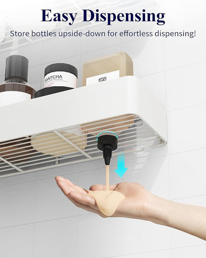 Kitsure Shower Caddy - 2 Pack Adhesive Shower Organizer, Rustproof Metal Shelves, No-Drill Bathroom Organizers and Storage, White, XX-Large