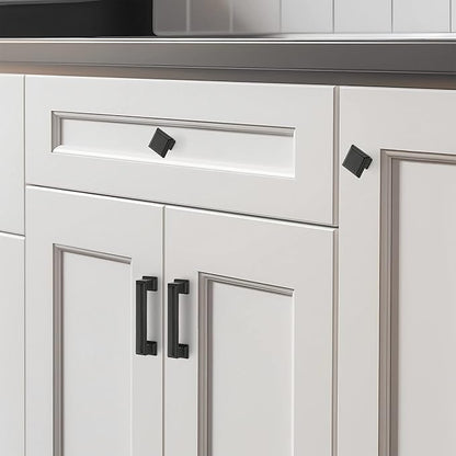 Ravinte Hardware 5 Pack Kitchen Cabinet Pulls Square Drawer Single Hole Handles Matte Black for Cupboard Gold Dresser Solid