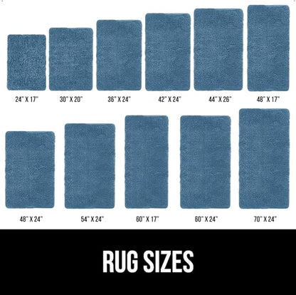 GORILLA GRIP Bath Rug Mat 30x20, Thick Soft Absorbent Chenille, Quick Dry Microfiber Mats, Rubber Backing Washable Shower Floor Rugs, Bathmat Runner, US Designed Bathroom Home Decor Accessories Blue