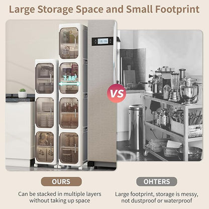 KHNR 2-Tiers Slim Bathroom Storage Cabinet, Foldable Storage Cabinets,Narrow Bathroom Storage,Movable Bathroom Storage Organizer for Small Spaces,Bathroom,Kitchen,Laundry,White