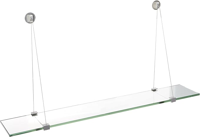Spancraft Glass CR-4.75x30-Brushed Steel Crane Glass Shelf, Brushed Steel, 4.75" x 30"