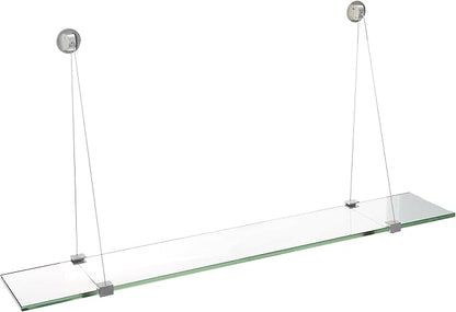 Spancraft Glass CR-6x30-Brushed Steel Crane Glass Shelf, Brushed Steel, 6" x 30"