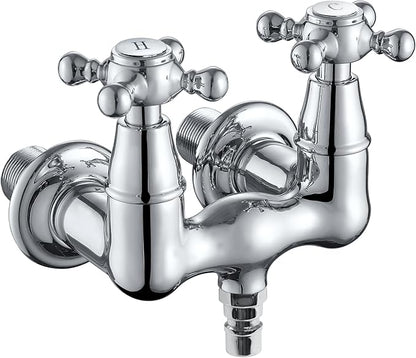 SUMERAIN Wall Mount Tub Faucet Vintage Leg Tub Filler 3-3/8 Inch Center High Flow Chrome