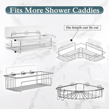 EAGMAK 2 Pack Transparent Shower Caddy Adhesive for Replacement, No Drilling , Soap Holder, Bathroom Storage Shelves and Kitchen Racks