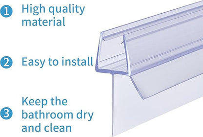 Shower Door Bottom Seal 2-Pack 1/4" x 39" Frameless Glass Shower Door Seal Strip Stop Leaks Create a Water Barrier with Extra Long Lip Covers up to 0.787" (20mm) Gap Replacement Bottom Seal