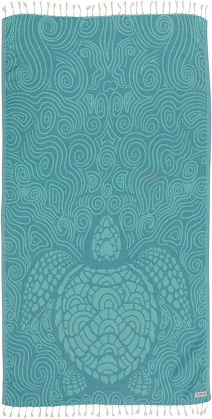 Sand Cloud Turkish Beach Towel - Sand Free - 100% Organic Turkish Cotton Yarn - Quick Dry Towel for Beach, Picnic, Blanket or Bath Towel - As Seen on Shark Tank - Marine Life (Swirl Turtle)
