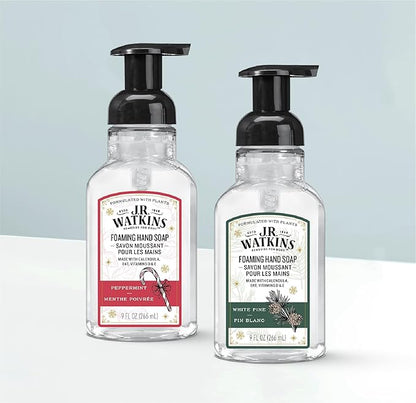 J.R. Watkins Foaming Hand Soap with Pump Dispenser, Moisturizing Foam Hand Wash, Alcohol-Free, Cruelty-Free, Peppermint, 9 fl oz, 3 Pack
