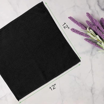 Washcloths - 20 Pack - Face Towels (12" x 12"), Highly Soft Wash Cloths and Hand Towels, Fast Drying Multi-Purpose Microfiber Cleansing Cloths for Bathroom, Hotel, Spa, and Salon - Black