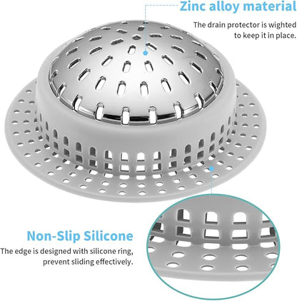 Shower Drain Hair Catcher, Shower Drain Cover, Bathtub Drain Hair Catcher for Pop-Up & Regular Drains