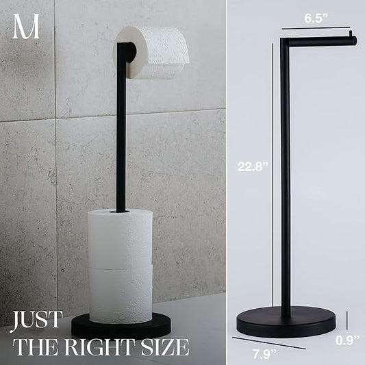 Marmolux Acc - Free Standing Toilet Paper Holder 1pc - Bathroom Storage for 4 Rolls of Tissue Modern Stainless Steel Matte Black Toilet Paper Holder. - Tp Holder Stand