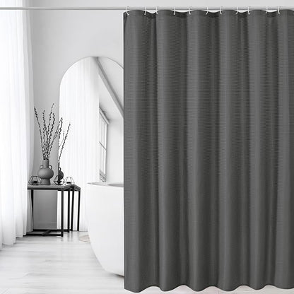 Gibelle Charcoal Grey Shower Curtain, Waffle Weave Textured Fabric Shower Curtain for Bathroom - Soft Cloth & Hotel Spa Luxury, Water Repellent, Machine Washable, 72X72, Charcoal Grey