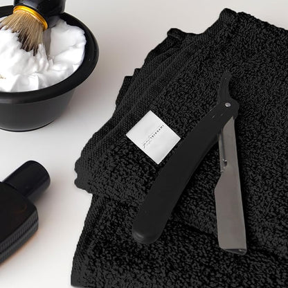 24 Pack Black Hand Towels 100% Cotton Spa Towels 16x26 inches Highly Absorbable Facial, Gym, Hair and Face Towels in Bulk Brand