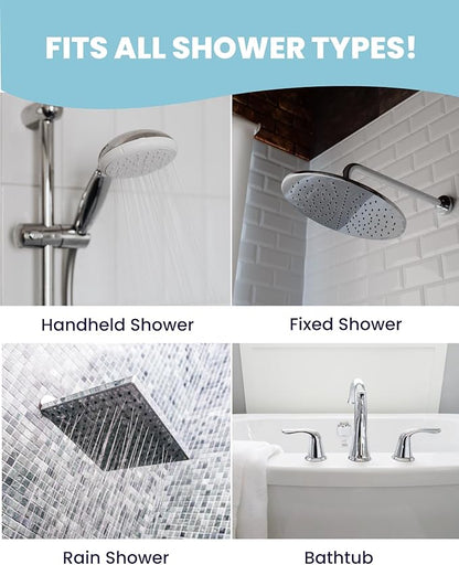 Wamery Shower Head Filter for Hard Water - Alkaline Multi‑Stage Inline Filter, Helps Reduce Chlorine & Odors, Universal 1/2‑Inch Fit, Easy Install, Extra Cartridge Included, Chrome