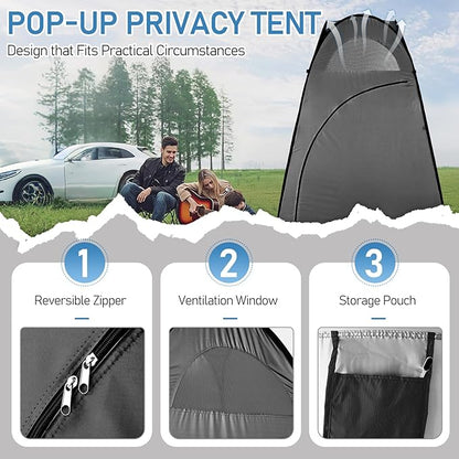 Pop Up Privacy Shower Tent,Portable Outdoor Bathroom Toilet Changing Dressing Room,Instant Rain Shelter for Camping & Beach,Lightweight & Sturdy, Easy Set Up, Foldable, with Carry Bag (Dark Gray)