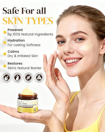 Bee Venom Comprehensive Cream, Bee Venom Skin Treatment Cream, All-in-One Nourishing Treatment with Hyaluronic Acid, Lifting Firming Repair Moisturizer, Natural Gentle Formula for All Skin, 60g * 2PCS