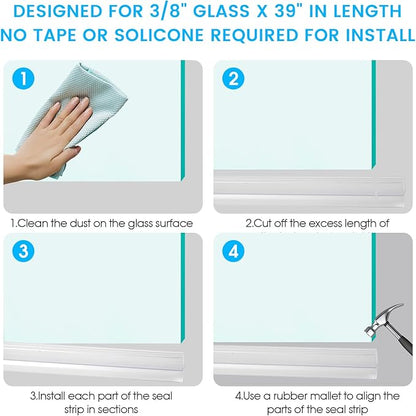 POZIA Clear Frameless Glass Shower Door Bottom Seal | Shower Door Sweep for Leak-Proof, Quick Installation to Create Reliable Water Barrier (1PACK-1/4in-22mm Gap)