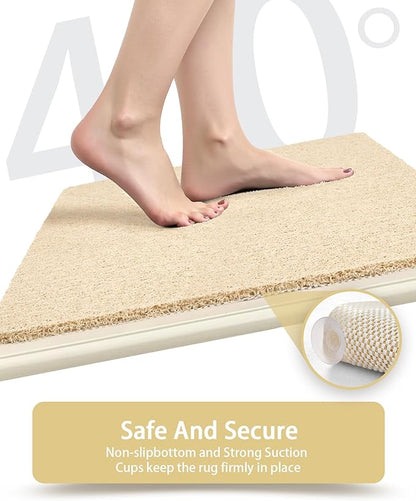 Mecko Non Slip Shower Mats, 16x40 Inch, Anti-Slip Bathtub Mats with Suction Cups for Bathroom, Foot Scrubber Loofah Bath Mats for Shower, Quick Drying Shower Stall Mats for Wet Areas (Beige)