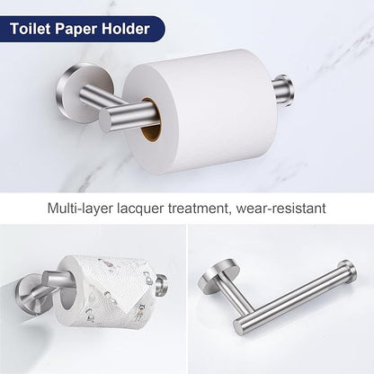 Lairuier Brushed Nickel Bathroom Hardware Set, 10-Piece Towel Bar Set SUS304 Stainless Steel Bathroom Hardware Accessories Set Round Towel Holder Set Wall Mounted