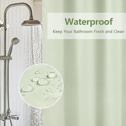 Waterproof Fabric Long Shower Curtain Liner with 3 Extra-Large Magnets, 72 x 78 inch Extra Long Green Cloth Shower Liner Machine Washable, Hotel Quality Lightweight Shower Curtain for Bathroom