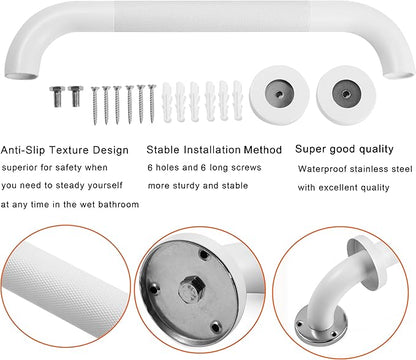 Shower Grab Bar, 2 Pack 32 Inch White Bathroom Grab Bar, 1.25" Diameter 304 Stainless Steel Anti-Slip Grab Bars for Bathtubs and Showers, Handicap Shower Grab Bar for Seniors Elderly