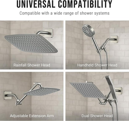 G-Promise All Metal 6-Inch Shower Arm with Flange, Wall-Mounted Stainless Steel Shower Pipe Replacement for Fixed and Handheld Shower Heads, Brushed Nickel