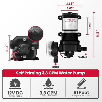 GASLAND 2.64 GPM Propane Tankless Water Heater with Pump & Pipe Strainer for Camping and Off Grid Cabins, 10L Outdoor On Demand Hot Water Heater