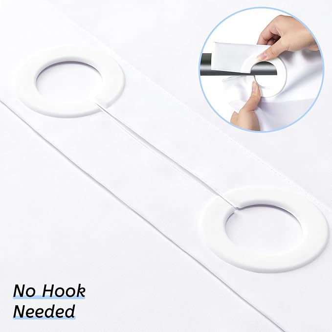 Furlinic White No Hook Small Stall Shower Curtain 48x78 Inch,Half Narrow Size Polyester Fabric Bathroom Curtains with 6 Plastic Split Grommets,Hotel Quality Waterproof Washable Bath Curtain