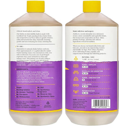 Alaffia Babies & Kids Bubble Bath, Lemon Lavender, Pump Included – Gentle Cleanser with Raw Shea Butter and Lemon Balm, 32 Fl Oz