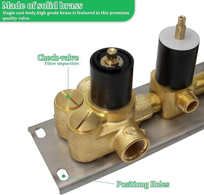 HOMEDEC Oil Rubbed Bronze 3 Way Shower Diverter Valve Brass Three Functions Thermostatic Shower Mixing Valve Kit 3 Handle Flow Control Valve