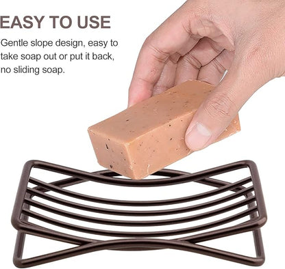 Soap Dish for Shower Bathroom Bar Soap Holder, Stainless Steel Self-draining Sponge Holder for Kitchen Sink Bathtub, Easy Cleaning Quick Dry, Bronze