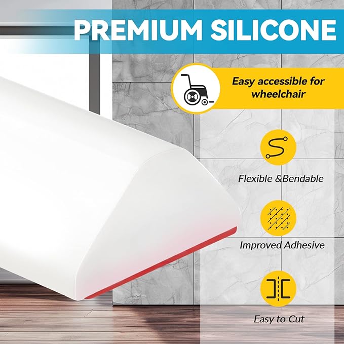 98'' Collapsible Shower Threshold Water Dam Shower Barrier Keeps Water Inside Threshold Dry and Wet Separation Retention System Suitable for Bathroom Kitchen Sink Bathtub