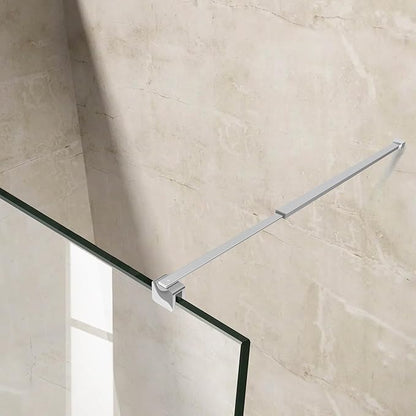 Shower Door Glass Support Bar, 26.96" to 48.54" Adjustable Stainless Steel Wall-to-Glass Shower Stabilizer Rod for 1/4", 5/16", 3/8", Chrome