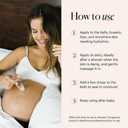 HATCH Belly Oil, Pregnancy & Postpartum Skincare for Stretch Marks, Quick-Drying for Full Body & Soothes Irritation, Plus Vegan, Clean & Plant-Based, 1 Fl Oz
