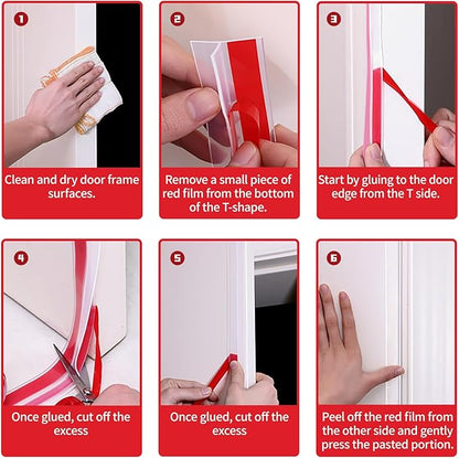 19.7Ft T-Shaped Clear Weather Stripping Door Seal, Door Draft Stopper Silicone Seal Strip, Weather Stripping for Shower Glass Gaps