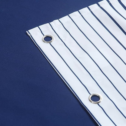 Blue Shower Curtain, Modern Navy Blue and White Gradient Horizontal Stripe Waterproof Polyester Shower Curtains for Bathroom, 72x72 Inches