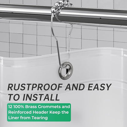 AmazerBath Extra Long, 8G Heavy Duty Plastic, 96 Length, Weighted Tall 72 x 96 Frosted, Bathroom Shower Curtain Liners with 3 Weights